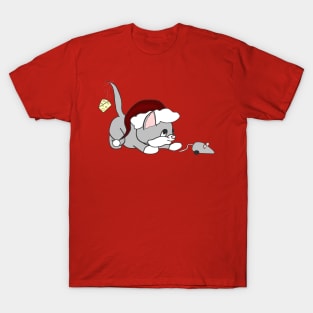 Christmas Products - Kitten playing with a toy mouse T-Shirt